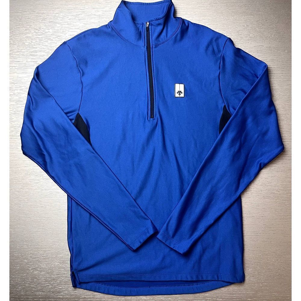 DESCENTE 1/4 Zip Ski Snowboard Pullover Top Blue Logo Size M